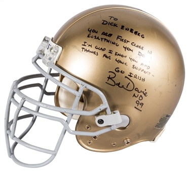 Bob Davie Signed University of Notre Dame Football Helmet Inscribed To Dick Enberg (Letter of Provenance & Beckett)